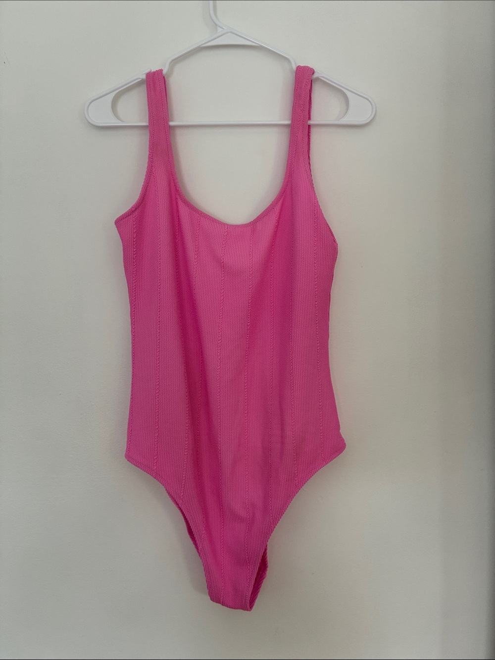 Aerie Large Long Torso Cheeky One Piece Swimsuit Pink Ribbed Low Back